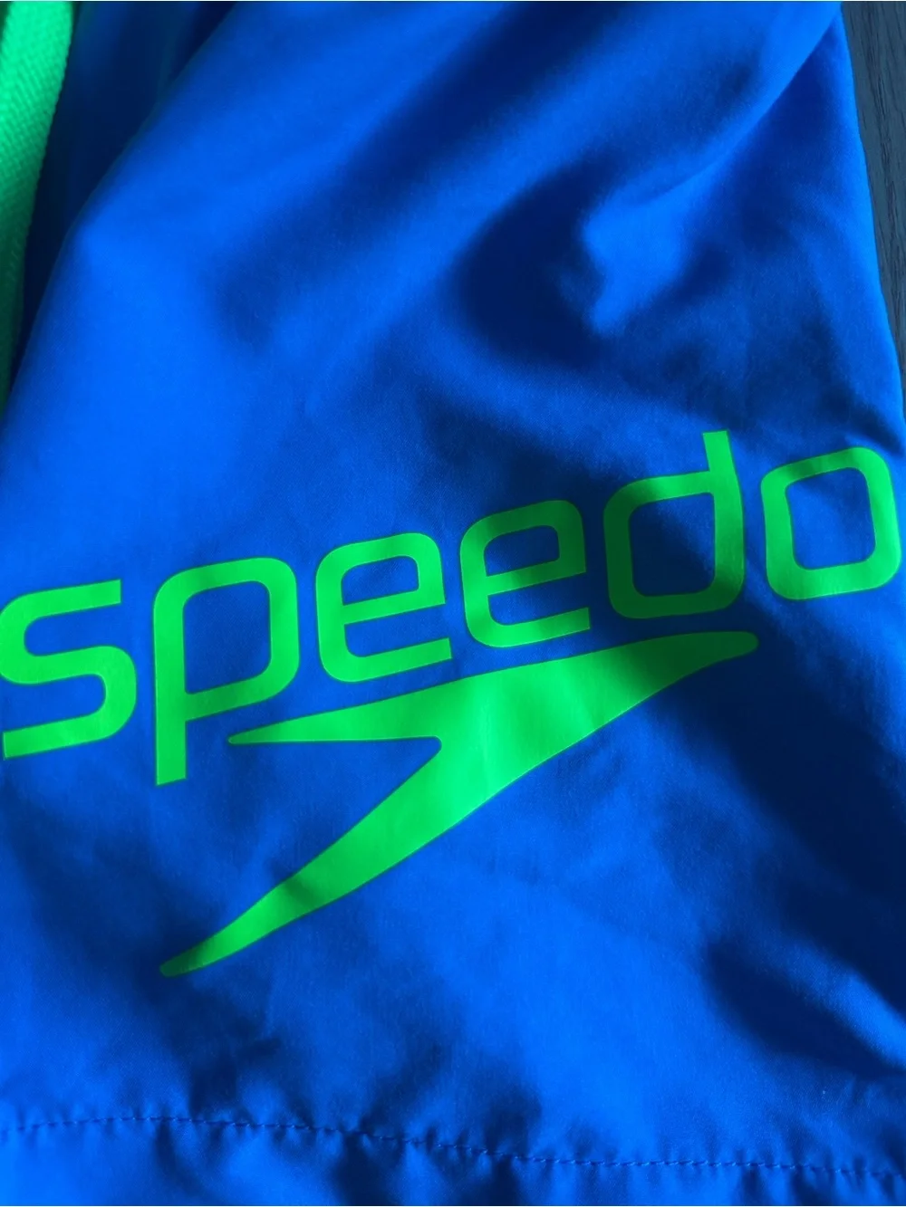 Speedo Blue and Neon Green Boys Swim Trunks